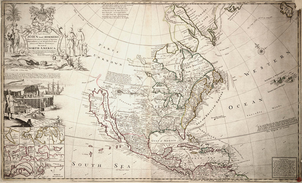 Detail of Map of North America by Herman Moll