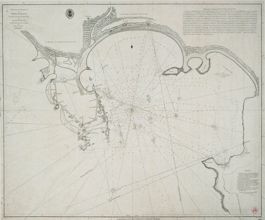 Detail of Chart of the harbour of Point de Galle. Surveyed in January and March 1800, by Captain David Inverarity. To whom this plate is inscribed, by his most obliged A.Dalrymple. by Alexander Dalrymple