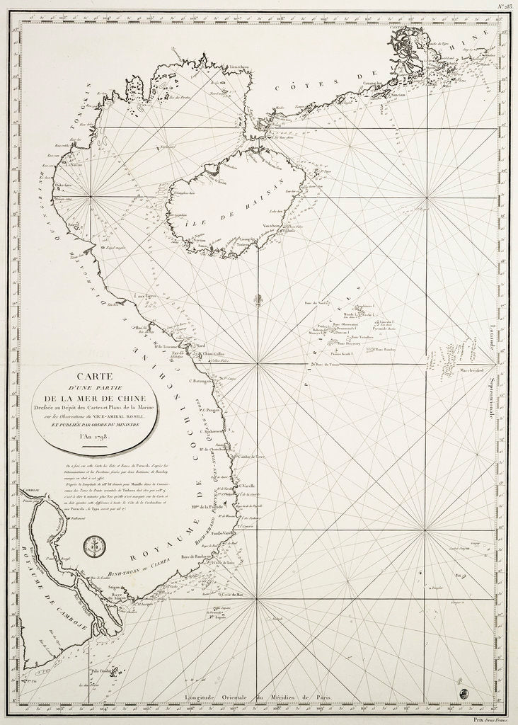 Detail of Carte d'une partie de la Mer de Chine dressee au Depot des Cartes et Plans de la Marine, sur les observations du Vice-Amiral Rosili, et publiee par ordre du Ministre. l'an 1798. by Depot Generale de la Marine