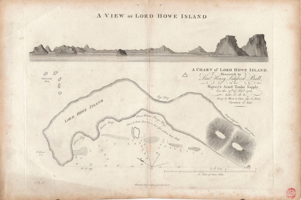 Detail of A chart of Lord Howe Island, 1788 by J. Stockdale