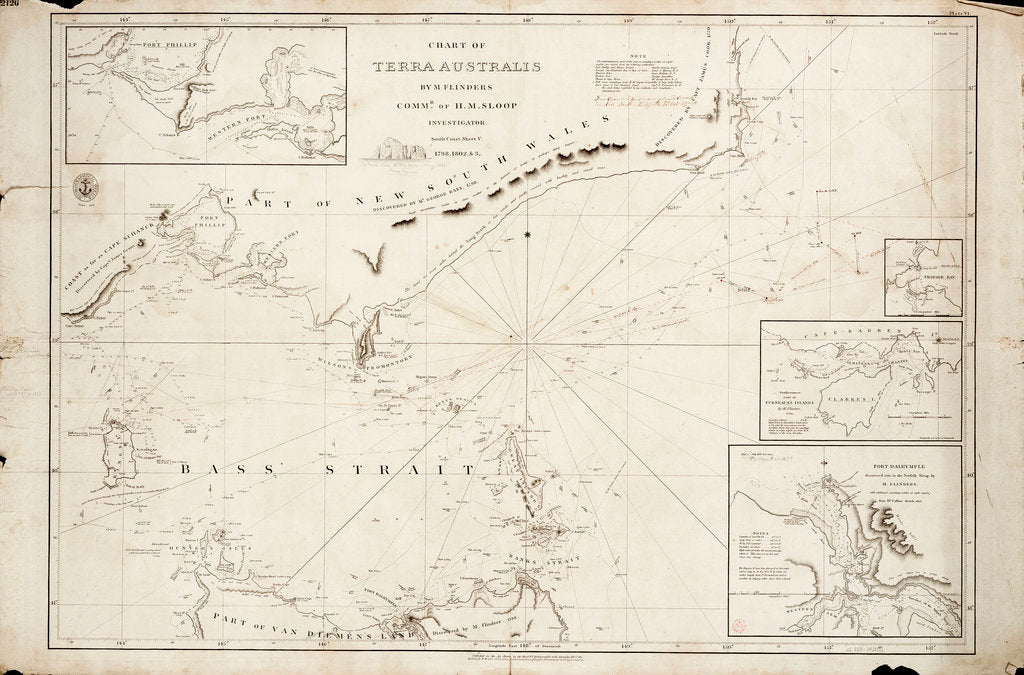Detail of Chart of Bass Strait by Matthew Flinders, 1798 by Matthew Flinders