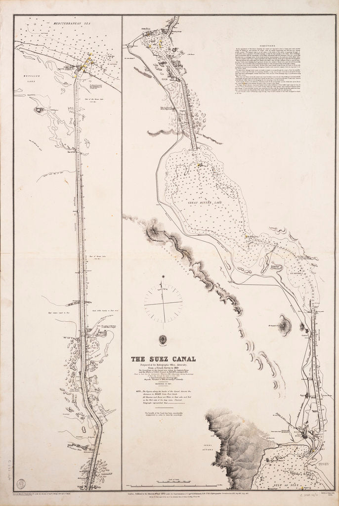 Detail of Chart of the Suez Canal, 1870-1871 by Hydrographic Office