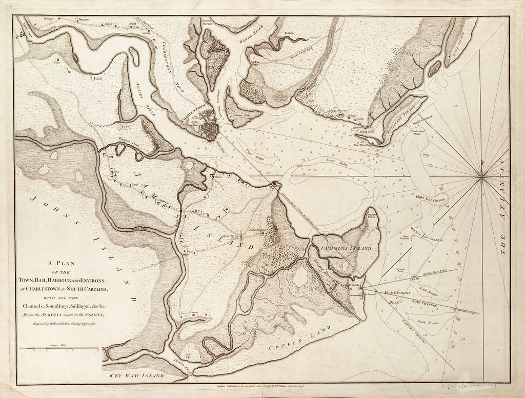 Detail of Plan of Charlestown, South Carolina, 1780 by William Faden