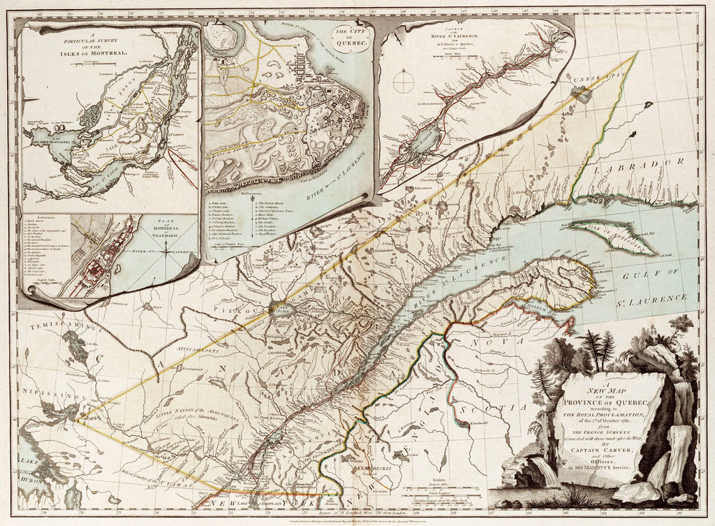 Detail of Map of Quebec, Canada by Sayer & Bennett