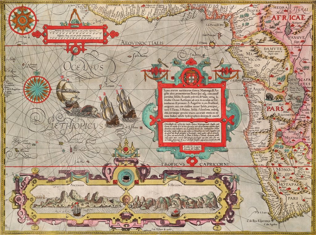 Detail of Chart of the Guinea coast, Manicongo and Angola as far as the Cape of Good Hope by A.F. van Langren