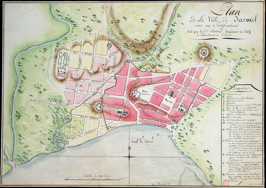 Detail of Plan of Jacmel town with fortifications by Sorrel