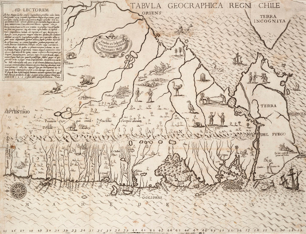 Detail of Map of Chile compiled by Jesuits, 1646 by Society of Jesus