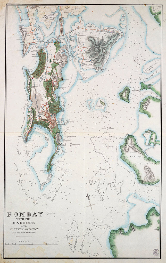 Detail of Map of Bombay with the harbour and country adjacent, also shown Arabian Sea and Persian Gulf by unknown