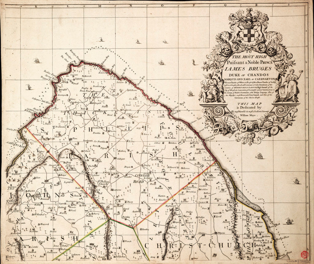 Detail of A new & exact map of the island of Barbados in America according to survey made in the years 1717 to 1721 by William Mayo. by William Mayo