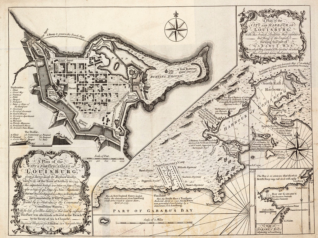 Detail of A plan of the city and harbour of Louisburg, Cape Breton by J. Hinton