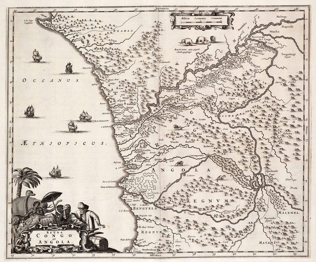 Detail of Chart of Congo and Angola, Africa by John Ogilby