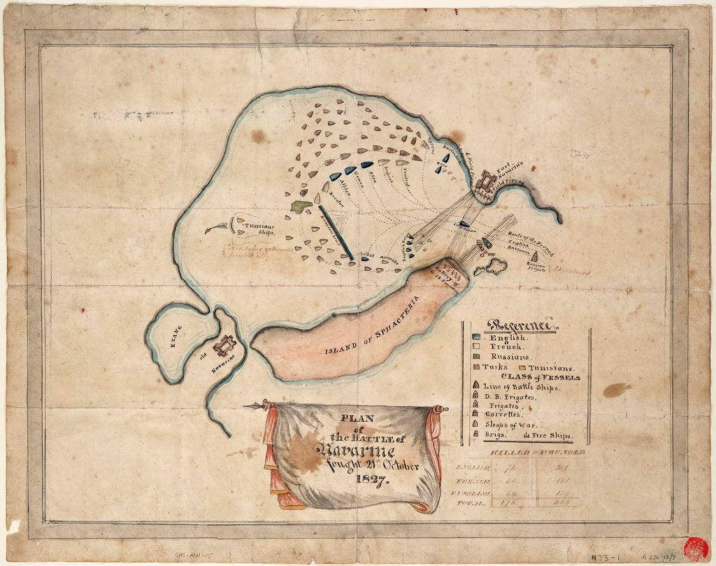 Detail of Plan of the Battle of Navarino, 21 October 1827 by unknown