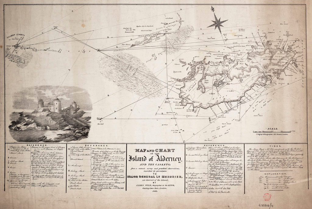 Detail of Map and chart of the Island of Alderney and the Caskets by James Wyld