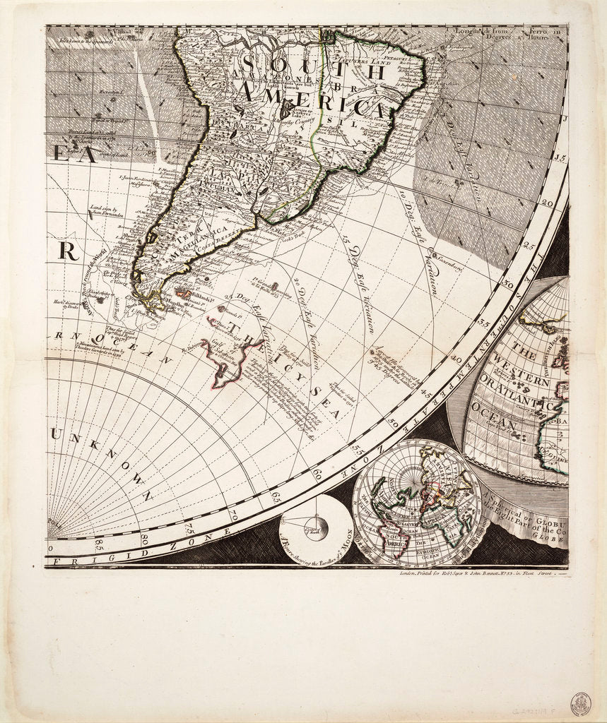 Detail of A new and correct map of the world (section) by Sayer & Bennett