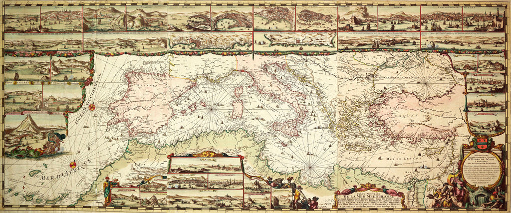 Detail of Chart of the Mediterranean, 1694 by Romain de Hooge