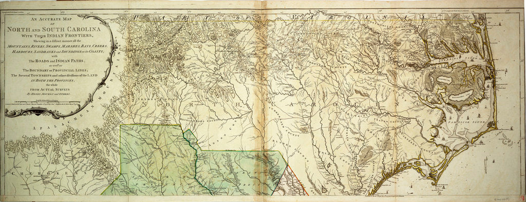 Detail of Map of North and South Carolina by Sayer & Bennett