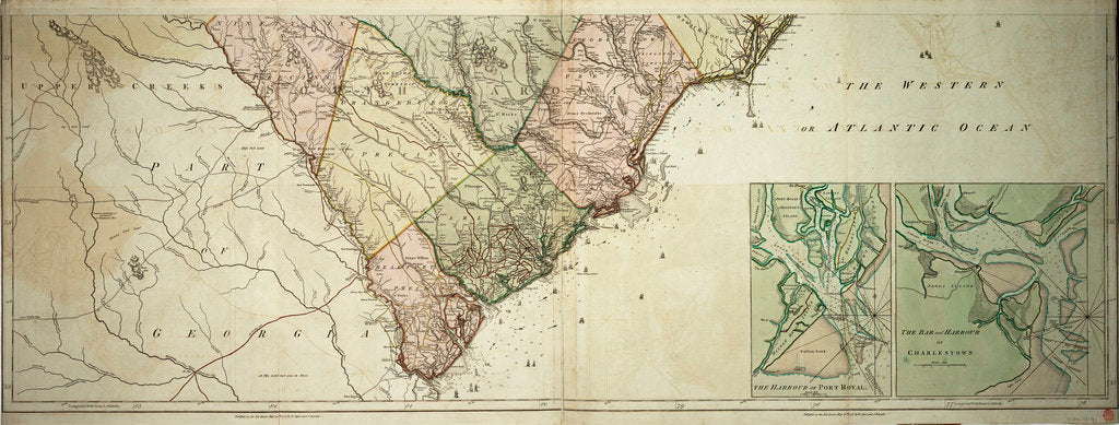 Detail of Map of North and South Carolina by Sayer & Bennett