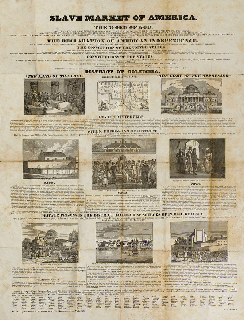 Detail of 'Slave Market of America' anti-slavery broadside by American Anti-Slavery Society