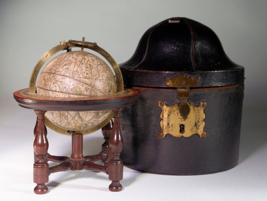 Detail of Sphere on stand, beside case by James Ferguson