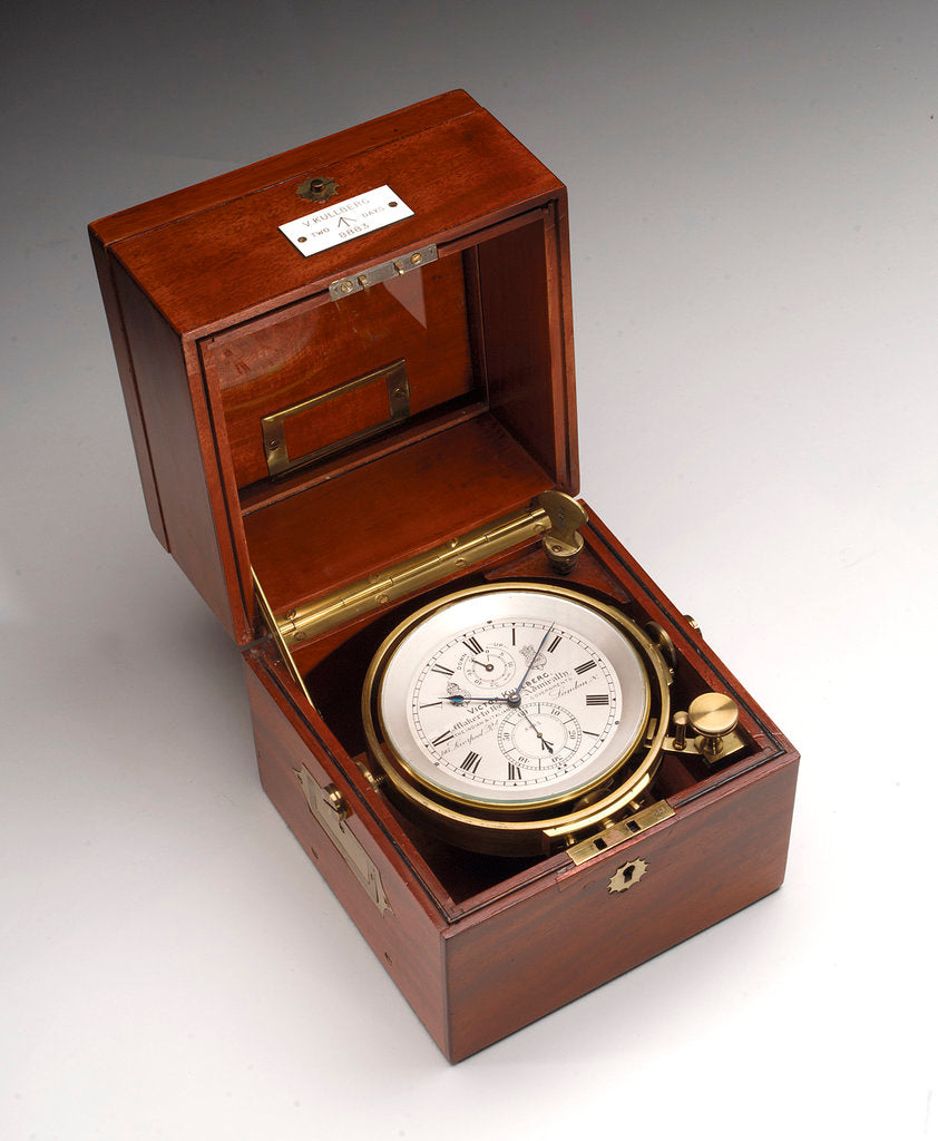 Detail of Marine chronometer in case by Victor Kullberg