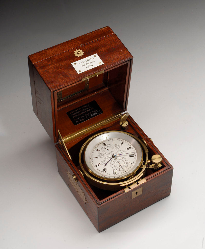 Detail of Marine chronometer in case by Victor Kullberg