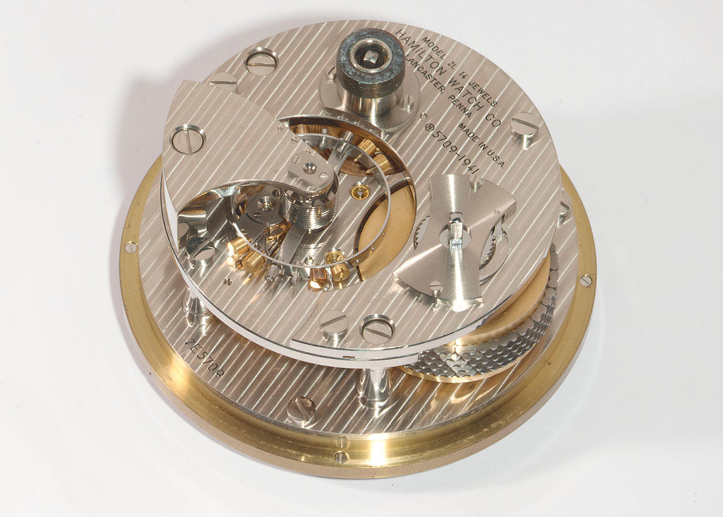 Detail of Marine chronometer, movement by Hamilton Watch Co.