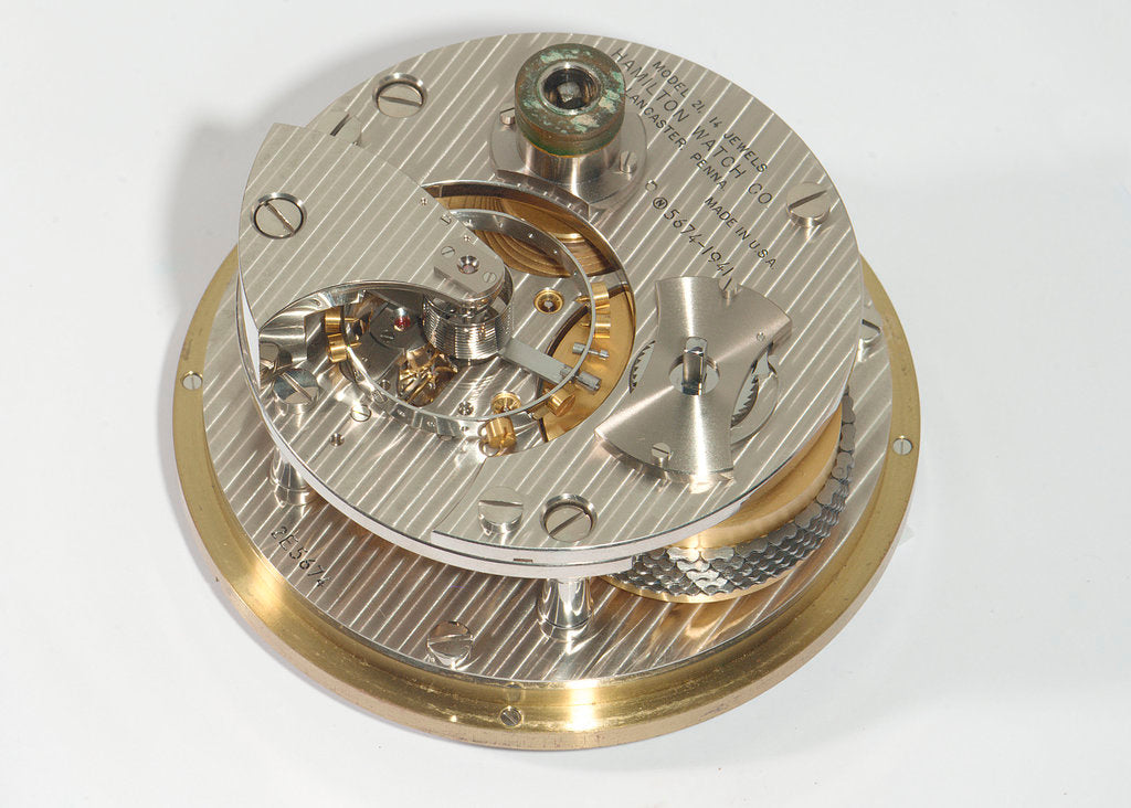 Detail of Marine chronometer, movement by Hamilton Watch Co.