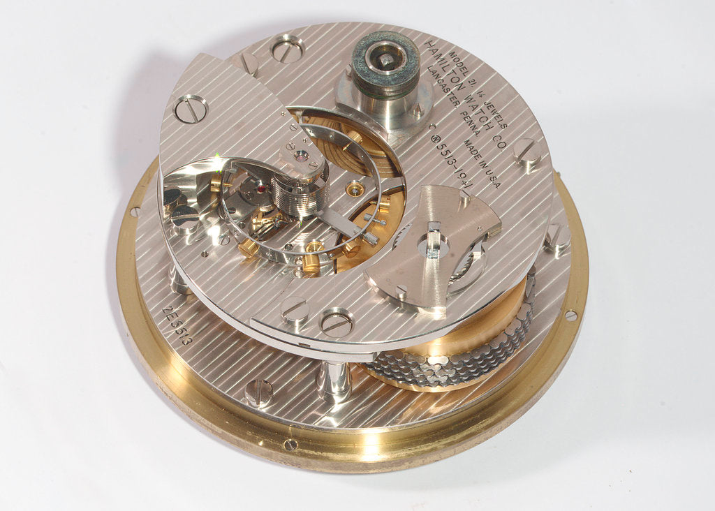 Detail of Marine chronometer, movement by Hamilton Watch Co.