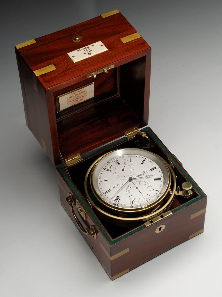 Detail of Marine chronometer in case by McLachlan