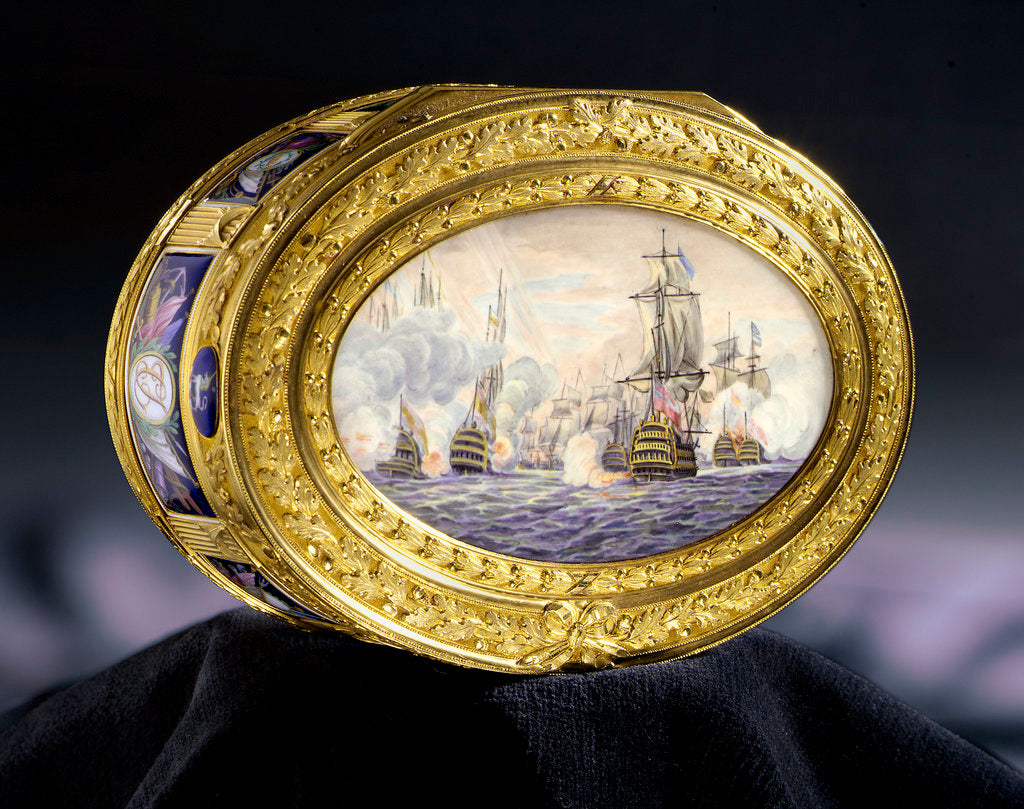 Detail of City of London Freedom box presented to Vice-Admiral Charles Thompson (1740?-1799) for his services as second-in-command at the Battle off Cape St Vincent 14 February 1797 by James Morisset