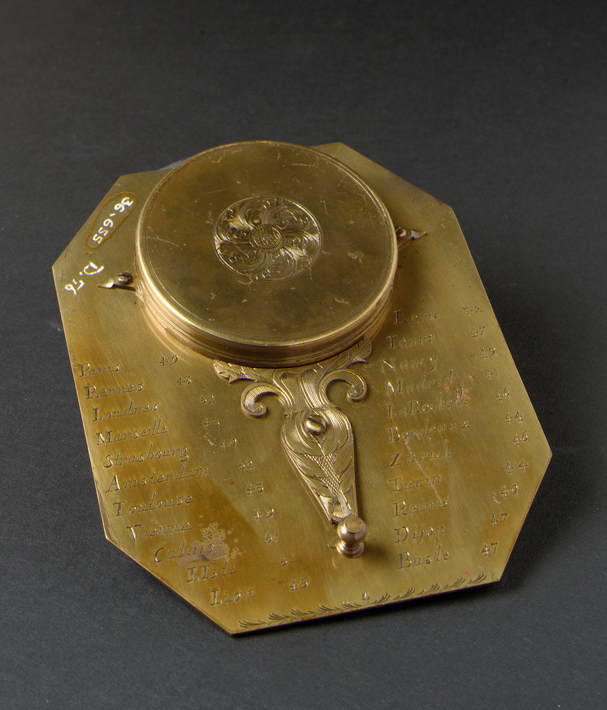 Detail of Butterfield dial for latitudes 35-60 North, reverse by Chapotot