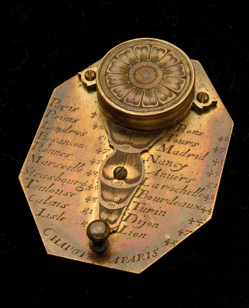 Detail of Butterfield dial for latitudes 35˚-60˚ north, reverse by Chapotot