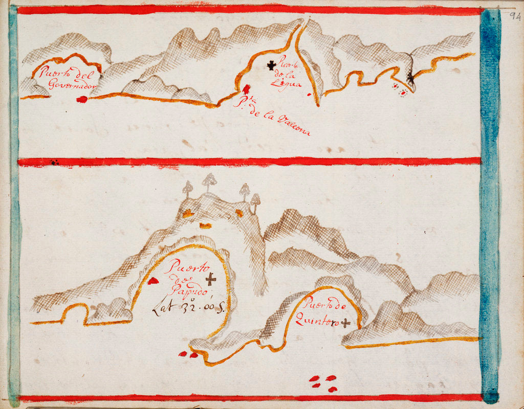 Detail of Bahia de la Ligua and Papudo by Basil Ringrose