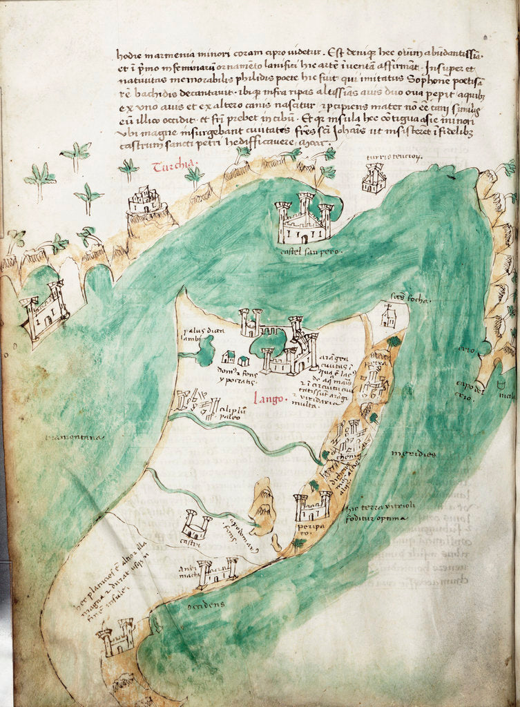 Detail of Chart of Kos and Bodrum by Cristoforo Buondelmonti
