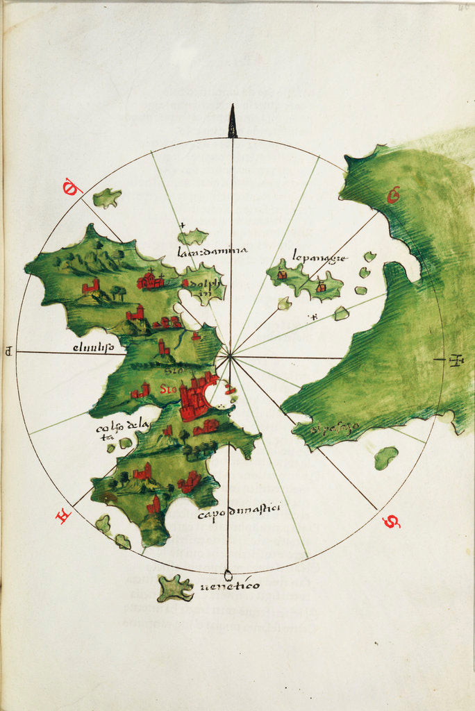 Detail of Khios and adjacent mainland by Bartolommeo dalli Sonetti