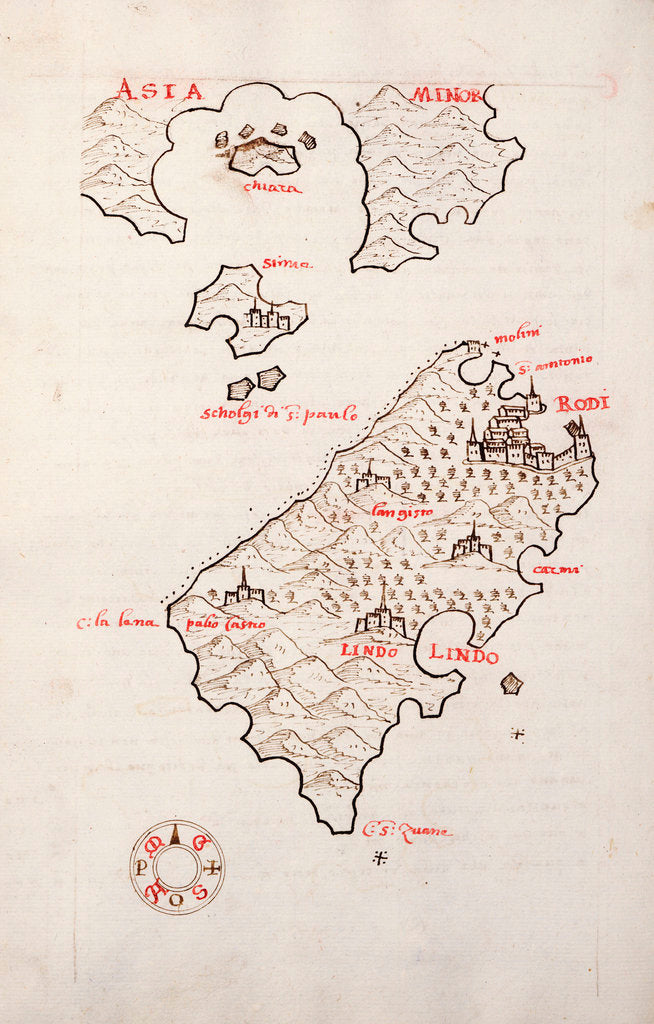 Detail of Rhodes, Simi and the adjacent coast by Antonio Millo