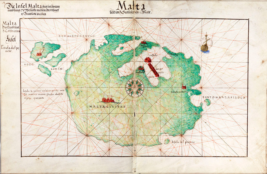 Detail of Map of Malta by Battista Agnese