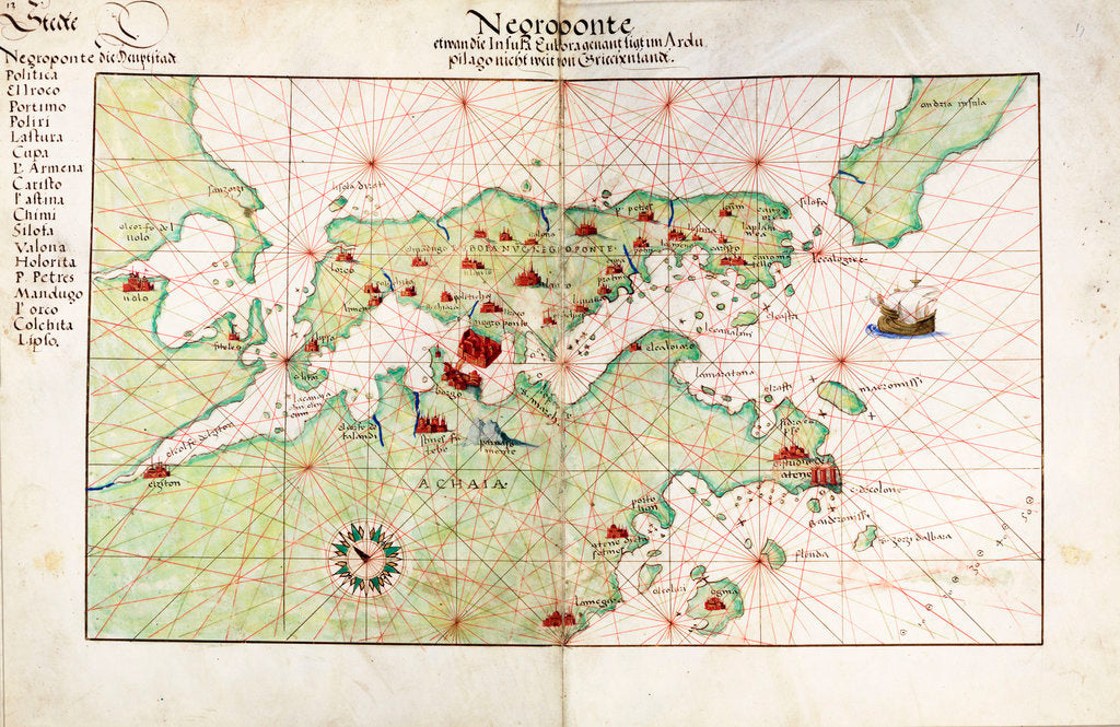 Detail of Chart of Negroponte by Battista Agnese