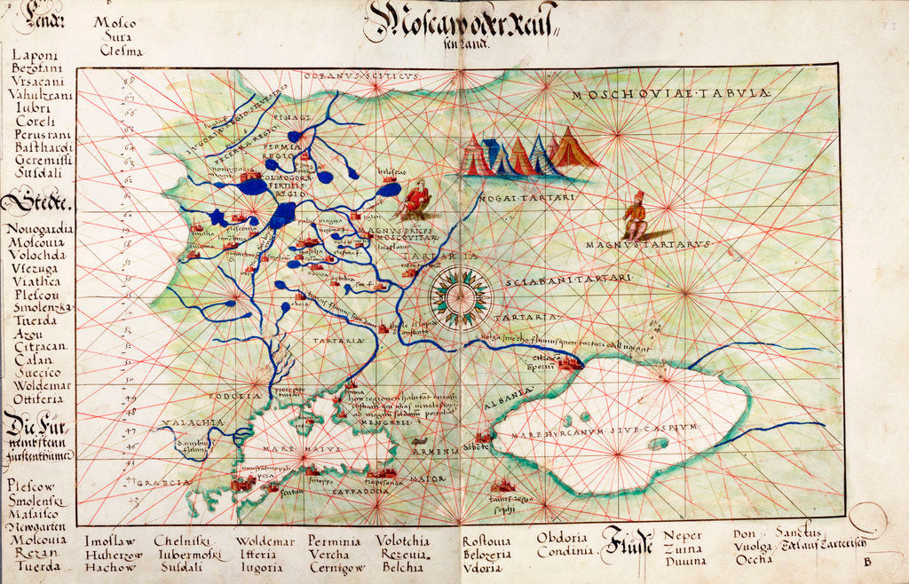Detail of Chart of Moscow and the Black Sea by Johan B. Agnese