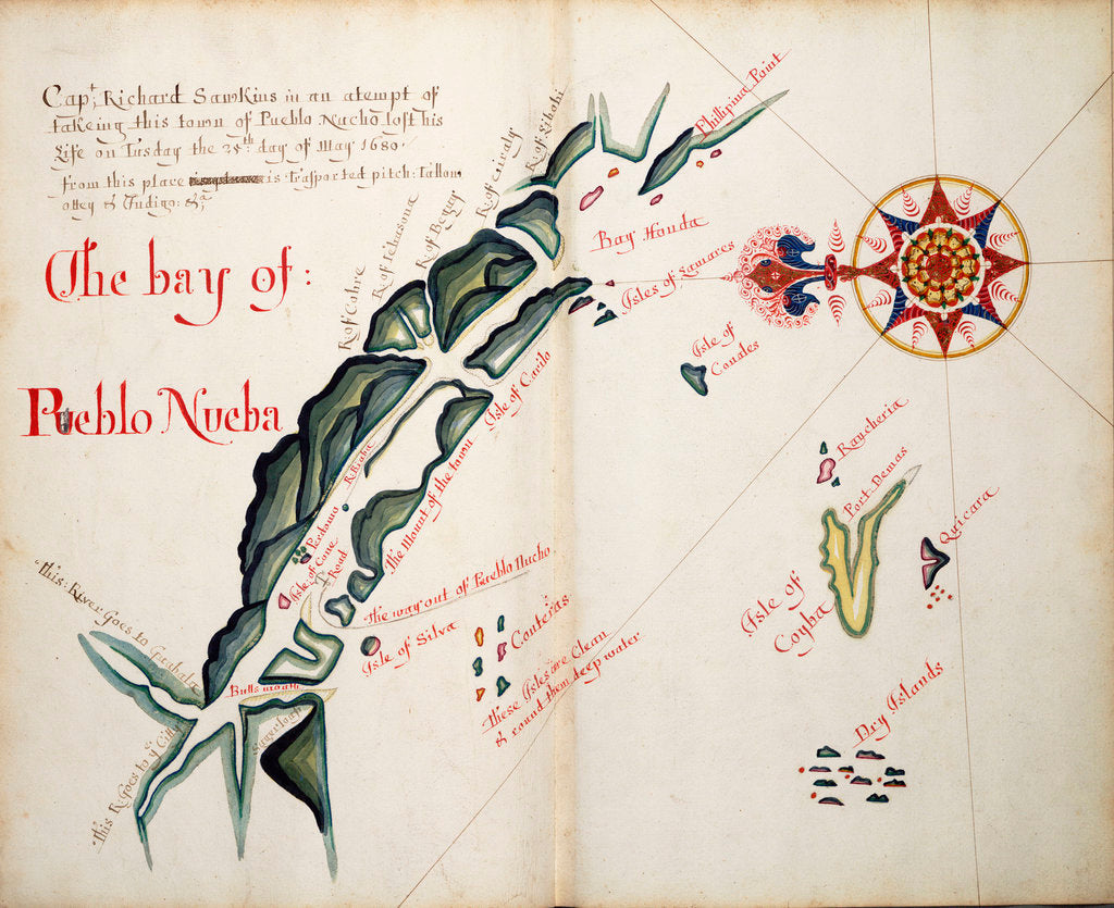 Detail of The Bay of Pueblo Nueba by William Hack