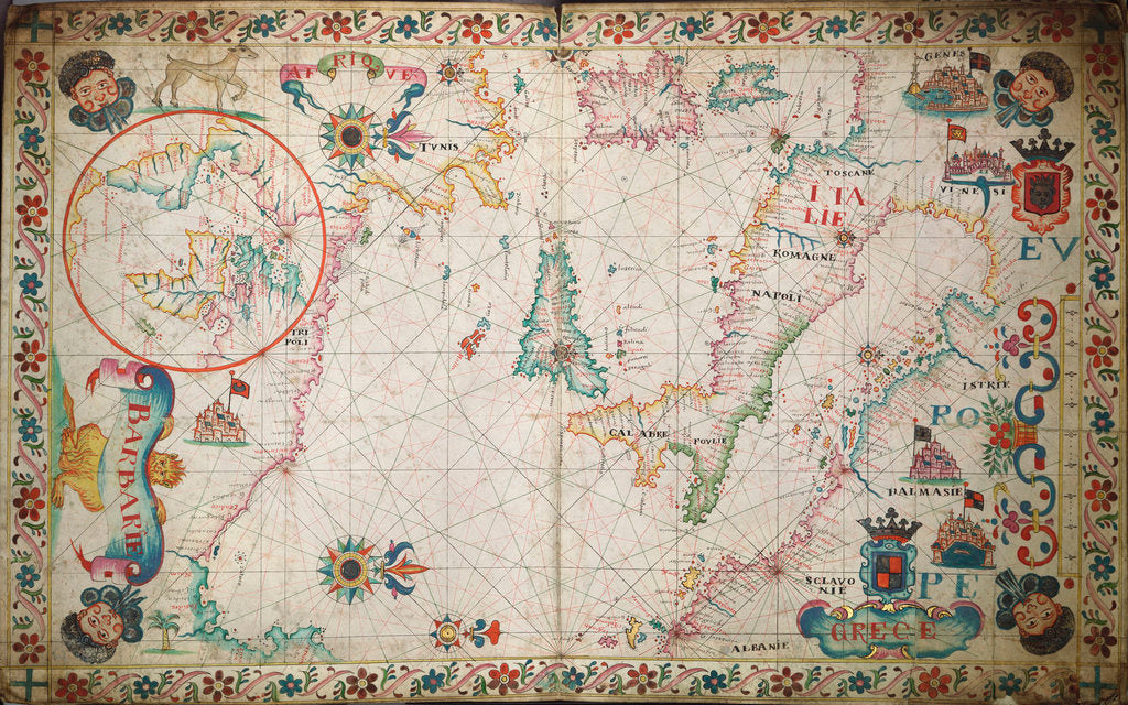 Detail of Chart of southern Mediterrean and Adriatic by unknown
