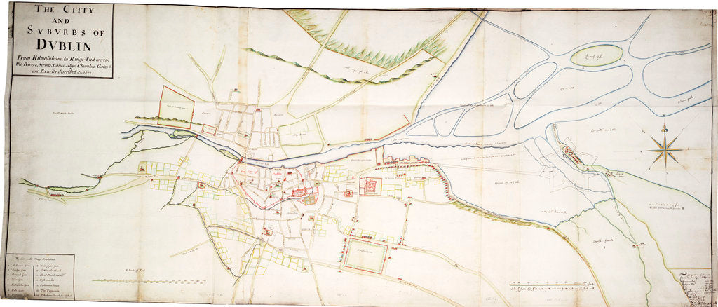 Detail of The city and suburbs of Dublin, 1673 by unknown