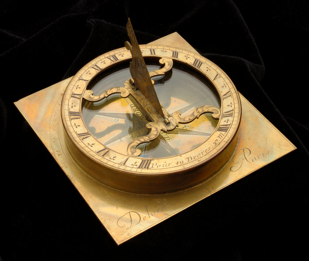 Detail of Portable horizontal dial for latitude 49 27' north by Claude Delure