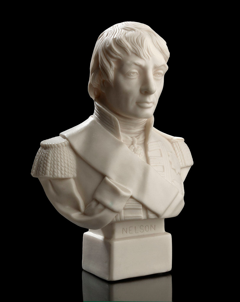 Detail of Parian ware bust of Vice-Admiral Horatio Nelson (1758-1805) by Robinson & Leadbeater Ltd.