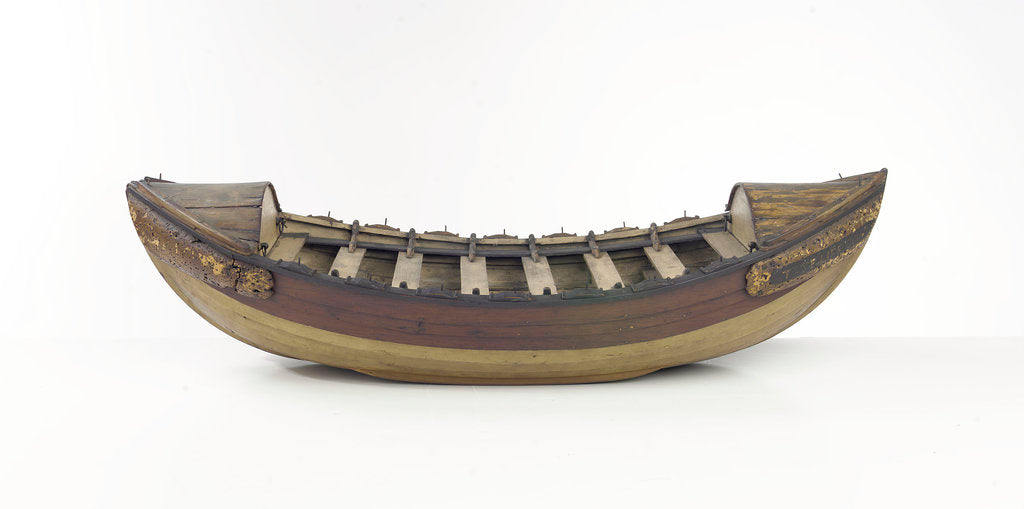 Detail of Full hull model, lifeboat, broadside by unknown