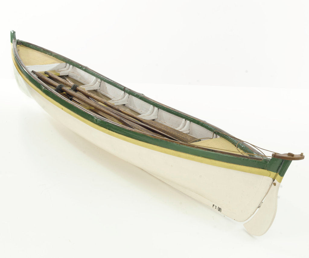 Detail of Full hull model, whaler, port stern quarter by unknown