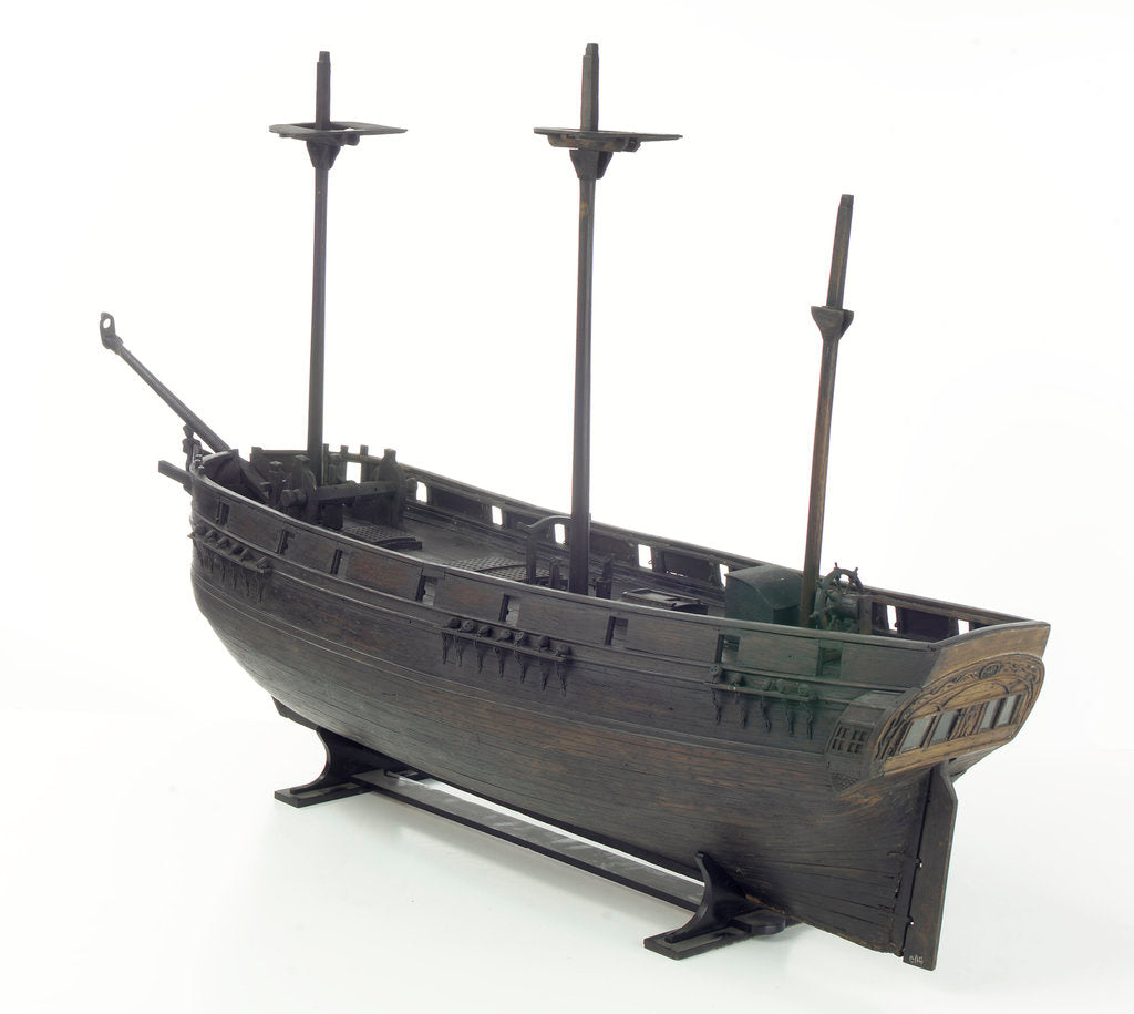 Detail of Cargo vessel, port stern quarter by unknown