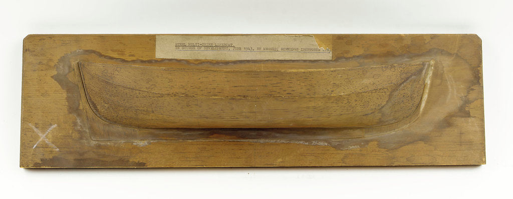 Detail of Half block model, multi-chine lifeboat, starboard broadside by unknown