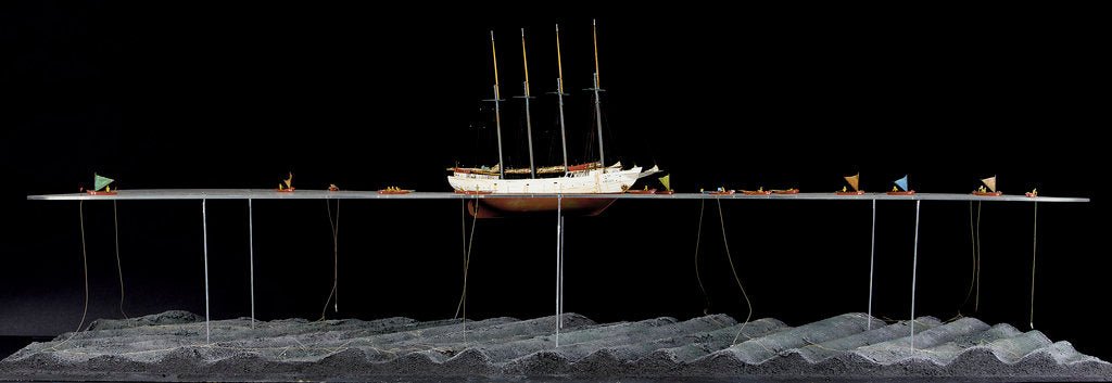 Detail of 'Argus', starboard broadside, scenic model by Kenneth Britten