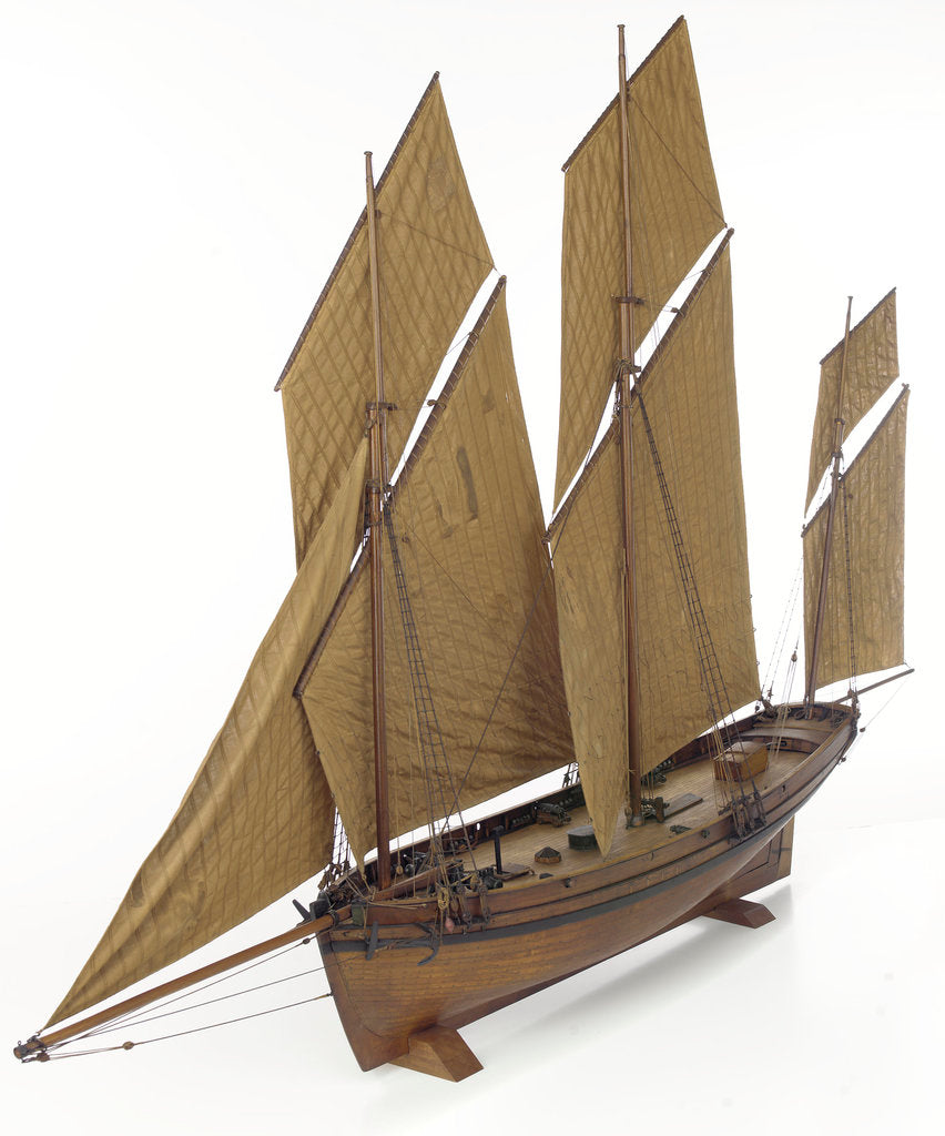Detail of French 8-gun lugger by unknown